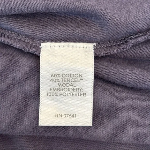 J. JIll Pure Jill Embroidered Cap Sleeve Tee Shirt Boho Blue Gray Size MP - Picture 9 of 10